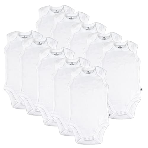 HonestBaby Sleeveless Bodysuits One-piece 100% Organic Cotton for Baby Boys, Girls, Unisex, Honestly Pure White, 18 Months