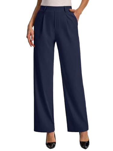 Feiersi Womens Dress Pants Wide Leg Stretchy Work Pants High Waisted Pull On Casual Trousers with Pockets — image 1