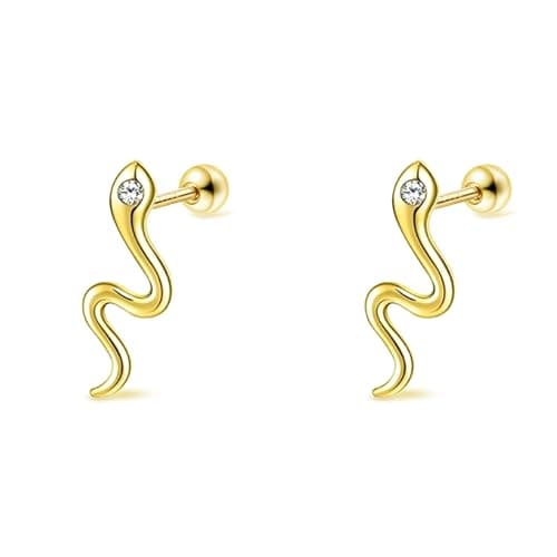 DHZJTSL Halloween Gothic Gold Snake Earrings for Women, Hypoallergenic 14K Gold Plated Goth Snake Shaped Clip On Earrings — image 1