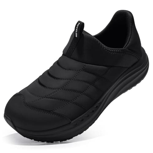 THYXLOR Non Slip Work Shoes for Men Wide Width Slip-On Work Walking Sneakers Black Lightweight Waterproof for Restaurant Kitchen Chefs Food Service — image 1