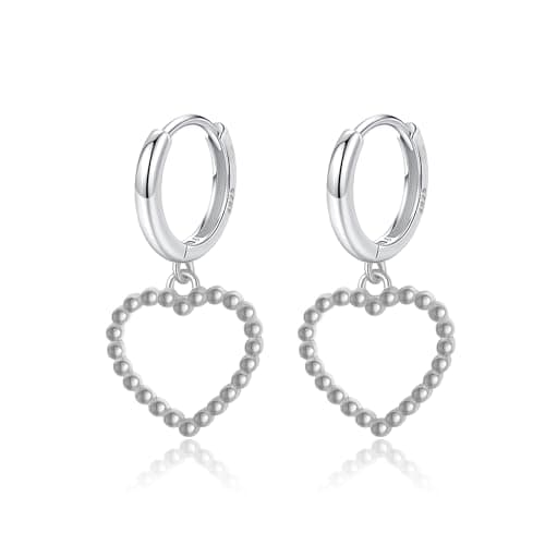 DHZJTSL 925 Sterling Silver Heart Earrings for Women, S925 Sterling Silver Posts Earrings, Dangle Love Heart Fashion Stud Earrings Hypoallergenic Jewelry (with Gift Box) — image 1