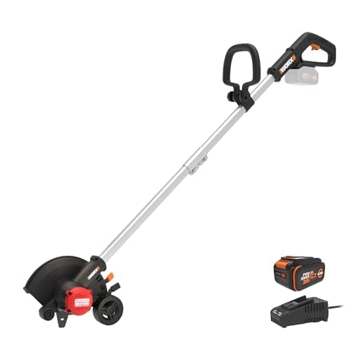 WORX Cordless Lawn Edger, 7'' Grass Edger with 3 Depth Settings, 20V Trencher with Dual Wheels & Brushless Motor, 4.0 Ah Battery & Charger Included, WG898 — image 1