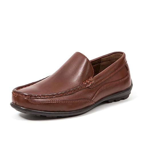 Deer Stags Boys' Booster Driving Moc Slip-On/Dark Luggage/1 Little Kid/Medium