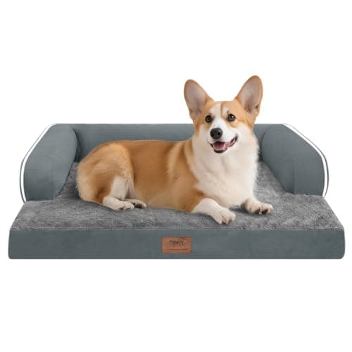 Dog Bed Medium Size Dog-Orthopedic Waterproof Bed for Dogs,Foam Couch Sofa with Washable Removable Cover & Non-Slip Bottom-Dark Grey