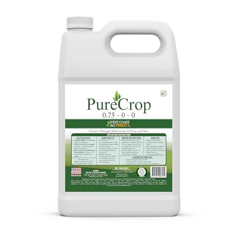 PureCrop – All-Crop Plant-Based Fertilizer & Spray Concentrate | Corrects Nitrogen Deficiency | Compatible with All Crops | Sustainable Formula | 0.75% Nitrogen | Made in The USA (0.5 Gallon)