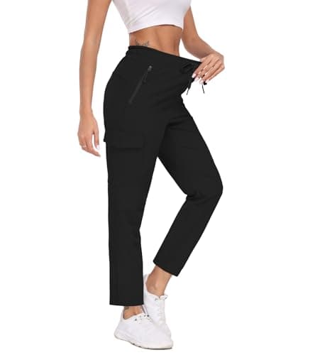 TOIUUI Womens Lightweight Cargo Pants Water Resistant Quick Dry UPF 50+ Elastic Waist Hiking Work Travel Zipper Pockets — image 1