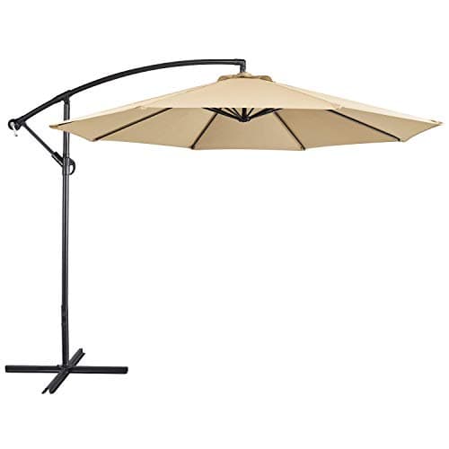 Yaheetech 10FT Patio Offset Umbrella - Cantilever Hanging Outdoor Umbrellas w/UV Protection & 8 Ribs & Handy Crank & Cross Base for Market/Garden/Lawn/Deck/Backyard/Pool - Tan — image 1