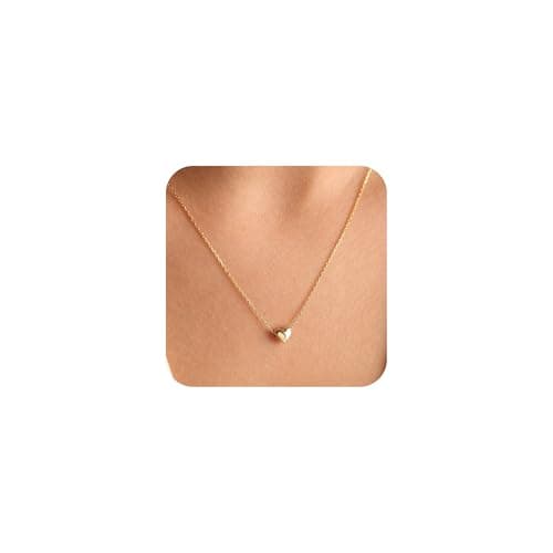 BAYLAY Mothers Day Gifts for Mom Grandma Wife, Heart Necklace for Women Girls 18K Gold/White Plated Heart Pendant Charm Necklace Dainty Gold Necklace for Women Gold Jewelry — image 1