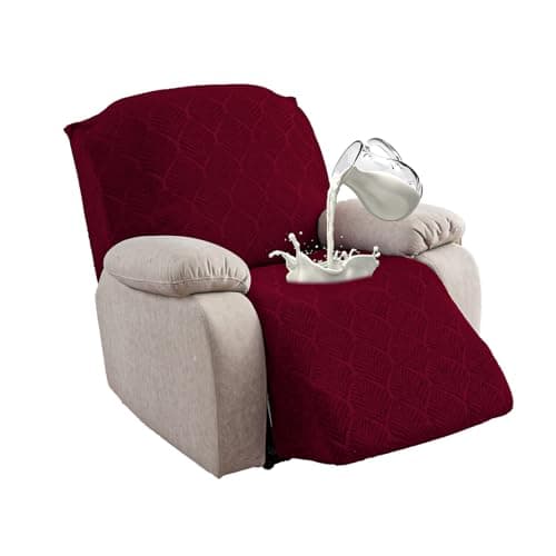 YUEANG 100% Waterproof Recliner Cover, 1 Pieces Reclining Chair Cover Stretch Sofa Slipcovers Washable Furniture Protector for Pets, Dogs, Kids (Wine, 1 Seater X-Large) — image 1