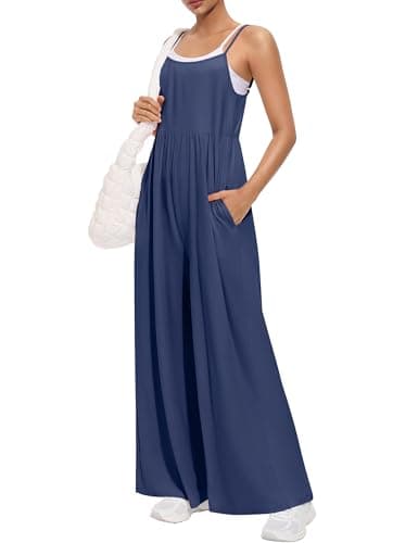 EUYZOU Jumpsuits for Women Casual Loose Fit Summer Outfits Wide Leg Rompers Sleeveless Vacation Trendy One Piece Jumpers — image 1