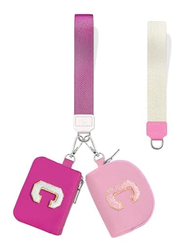 LIMKRIAN Initial Wristlet Wallet for Women,Small Dual Pouch Wristlet,Personalised Keychain Wallet,Mini Zip Around Coin Pouse — image 1