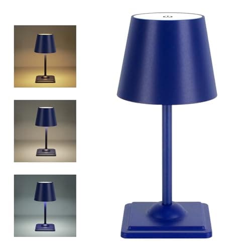 SOUDFK Cordless Table Lamp,3 Color Dimmable Desk Lamp,Small Rechargeable Light for Bedroom, Nightstand(Sapphire Blue,1 PC)