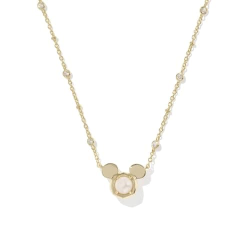 Kendra Scott x Disney 14k Gold-Plated Mickey Mouse Short Pendant Necklace in White Pearl, Fashion Jewelry for Women