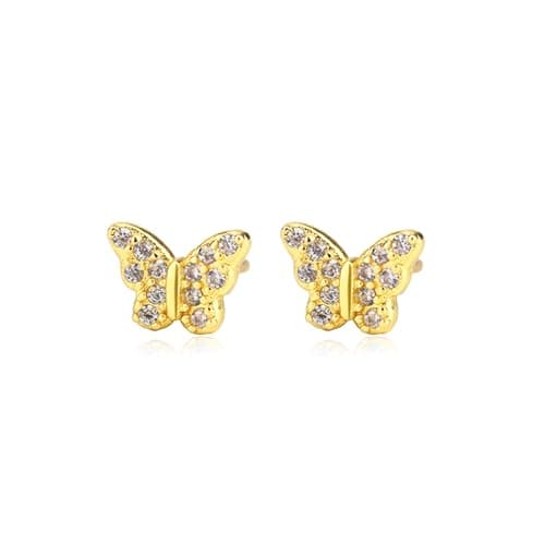 DHZJTSL Dainty Gold Butterfly Stud Earrings for Women with S925 Sterling Silver Post, Hypoallergenic 14K Gold Plated Butterfly Shaped Minimalist Earrings Jewelry, Cartilage Helix Piercing — image 1
