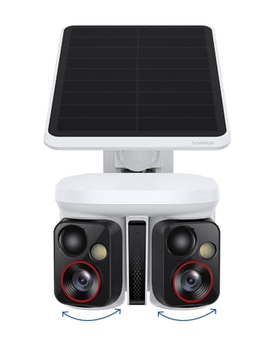 Baseus X1 Pro Dual-Tracking Solar Security Camera Outdoor Wireless, Dual 3K AI Cameras, 300° Pan, Color Night Vision, 8× Zoom, Local Storage up to 512GB, IP65, No Subscription