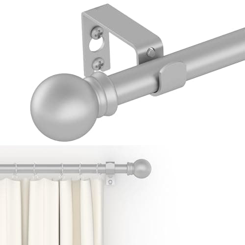 GXOACKJ Curtain Rods for windows 32-48 inch, 5/8 inch Decorative Silver Splicing Heavy Duty Metal Curtain Rod set with Brackets — image 1