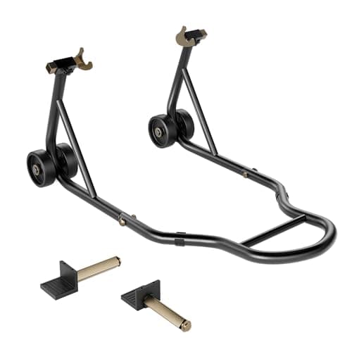 SPECSTAR Motorcycle Stand, 441 Lbs Capacity Rear Wheel Lift with U+L Adjustable Swingarm Spool, Heavy Duty Paddock Stand fit for BMW Suzuki Yamaha Honda Kawasaki, Black