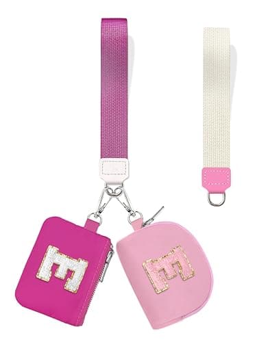 LIMKRIAN Initial Wristlet Wallet for Women,Small Dual Pouch Wristlet,Personalised Keychain Wallet,Mini Zip Around Coin Pouse — image 1