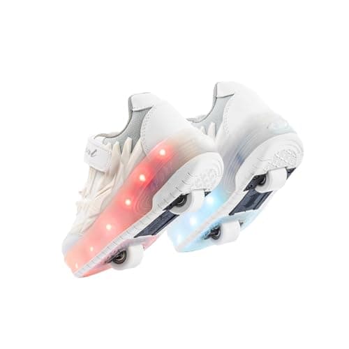 DZS Roller Shoes Sneaker LED Light Up USB Rechargeable with 2 Wheels Outdoor Sport for Boys Girls Kids Gift — image 1