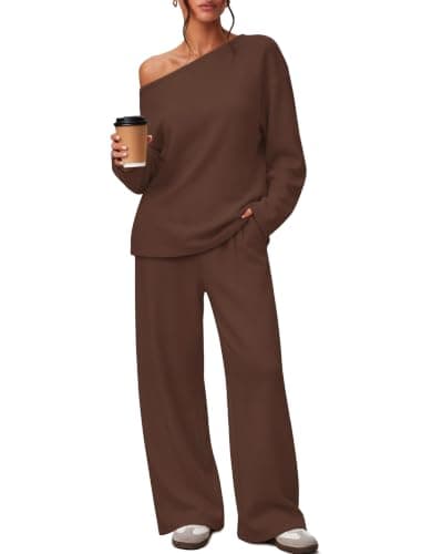 Off the Shoulder Lounge Sets 2 Piece Fall Outfits for Women Sweatsuit 2026 — image 1