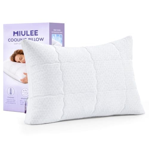 MIULEE Cooling Adjustable Bed Pillow, Standard Size Down Alternative Pillow | Bed Pillows for Back, Stomach or Side Sleepers, Gusset Adjust Height, Fluffy Firm Hotel Collection Pillows — image 1