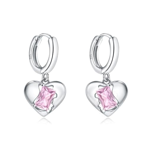 XIUQILAI 925 Sterling Silver Heart Earrings for Women, Dainty Huggie Hoop Fashion Hypoallergenic Small Chunky Stud Earrings Lightweight Love Heart Dangle Jewelry — image 1