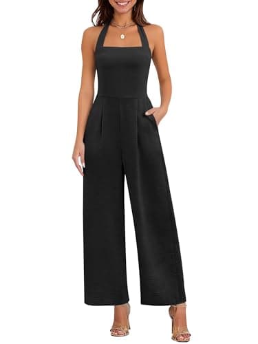 ANRABESS Womens Summer Dressy Halter One Piece Jumpsuits with Pockets — image 1