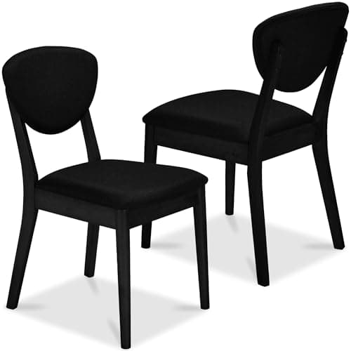 Best Choice Products Dining Chairs Set of 2, Mid-Century Modern Upholstered Wood, Armless w/Seat Cushion, Padded Backrest - Black/Black — image 1