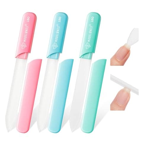 Modelones Cuticle Remover Kit Glass Nail Files, 3 PCS Crystal Glass Nail Files with 180/240 Grit, Double-Sided Reusable Sandblasted Fingernail Buffers Nail Shaper & Smoother for Home Manicure — image 1
