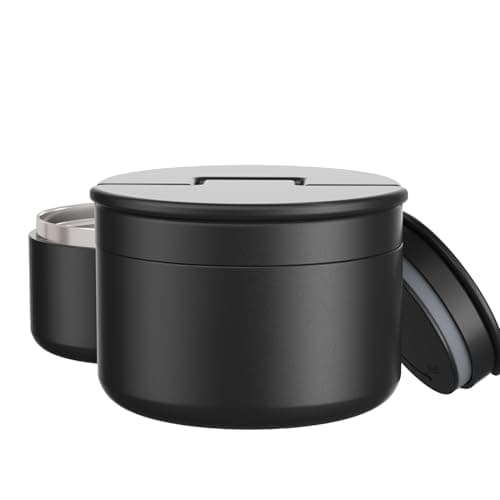 Misonea 12oz Soup Thermo for Hot Food Kids Vacuum Insulated Food Jar Twist-Free Soup Thermo for Hot Food Kids Leakproof Stainless Steel Wide Mouth Lunch Container (Black)