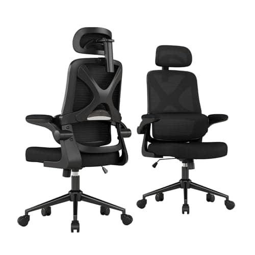 Ergonomic Office Chair - Desk Chair with Adjustable Headrest Lumbar Support Computer Chair - Mesh Comfy Chair with Flip-up Armrests - Gaming Chairs for Adults Home Office 330 LBS (White+Black) — image 1