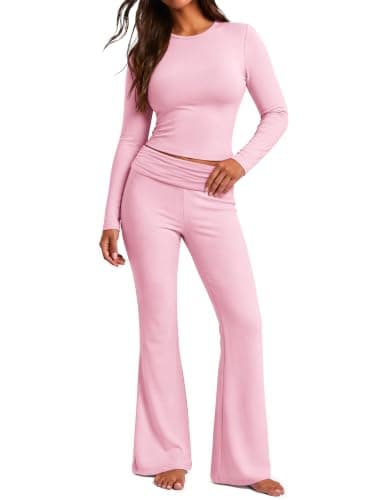 Ekouaer Womens Pajamas Long Sleeve Pj Set 2 Piece Loungewear Soft Sleepwear — image 1