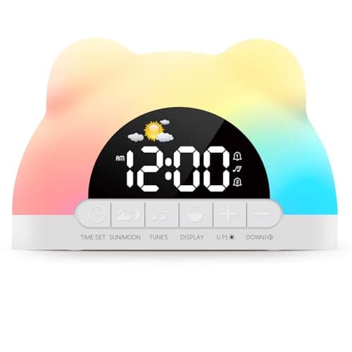 Outetrails LED Alarm Clock,Digital Alarm Clock for Girls and Boys, Little Bear Alarm Clock for Gift, 11 RGB Color Night Light and 13 Relaxing Music, Snooze, Brightness and Volume Adjustable — image 1