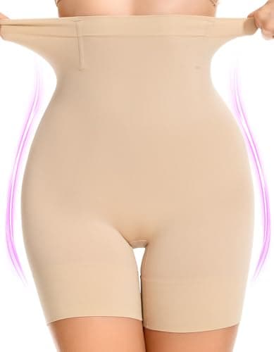 SIMIYA Shapewear Tummy Control Shorts for Women, 5-IN-1 Body Shaper High Waisted Girdle Boyshort Slip Short for Under Dresses — image 1