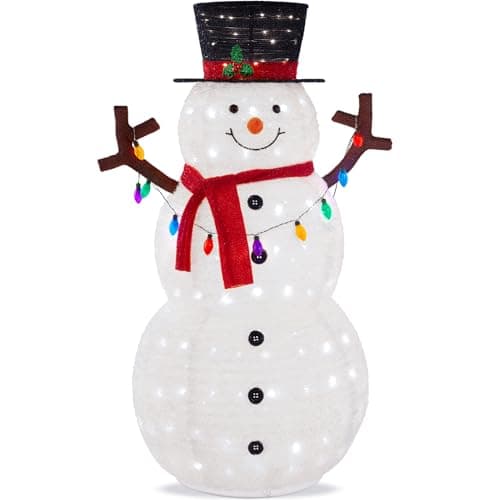 Best Choice Products 3ft Lighted Pop-Up Snowman, Large White Outdoor Christmas Holiday Decoration w/ 100 LED Lights, Hat, Scarf, Multicolored Lights — image 1
