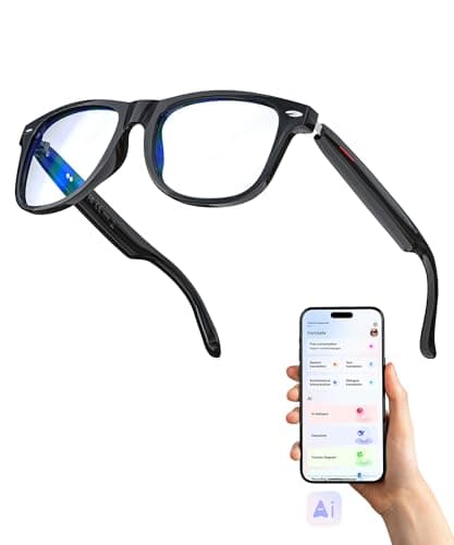GLOSSIA Smart AI Glasses with Auto-On Wear Detection, Bluetooth Glasses for Men Women, Blue Light Smart Glasses, Noise Canceling Hands-Free Calls & Music, Voice Control for Work/Travle/Driving