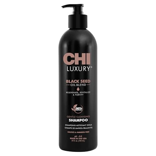 CHI Luxury Black Seed Oil Gentle Cleansing Shampoo, Adds Hair Volume & Body, Strengthens & Removes Impurities, Sulfate, Paraben, & Cruelty-Free, 25 Oz