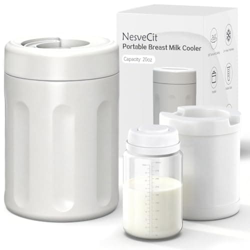 NesveCit Portable Breast Milk Cooler, 24H Chill Medical-Grade 316L Stainless Steel, 2-in-1 Breastmilk Cooler Bottle & Thermos with Leakproof Storage Bottle, No Ice Needed for Travel/Work, 10oz, Beige — image 1