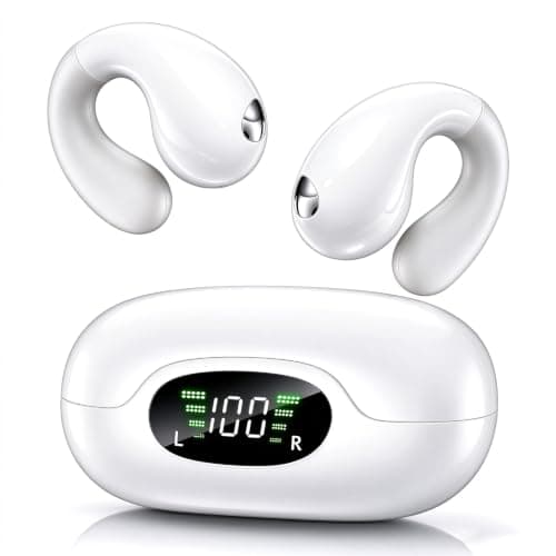 Ultra Open Ear Earbuds-50H Clip On Earbuds Headphones for All-Day Comfort | Bluetooth 6.1 Ergonomic Open Ear clip-on Wireless Earbuds with Smart Digital LED Display, Secure Fit for Driving Workout — image 1