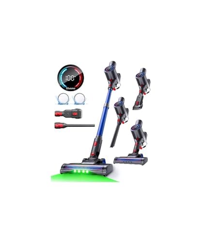 Slivamo S10 Cordless Vacuum Cleaner, 40KPA/500W/45Mins, LED Display, 8-in-1 Lightweight Stick Vacuum Cleaners for Home with Green LED Light, 6-Stages Filtration, Self-Standing Design, Blue — image 1