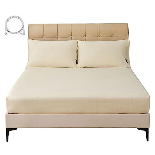 Grounding Sheets King Size, 20% Silver Fiber + 80% Organic Cotton, Conductive Fitted Grounded Bed Sheet with Deep Pocket for Bed & Sleeping (White, 78"x80"x15") — image 1