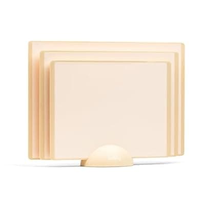 SMIRLY Plastic Cutting Board Set with Holder 3 Pieces, Non-Slip Dishwasher Safe Chopping Boards for Kitchen, Cream White