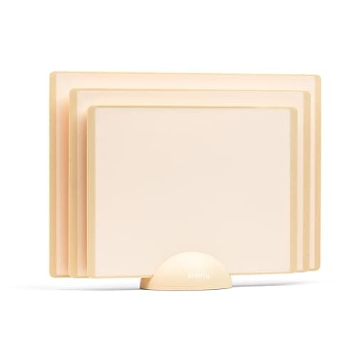 SMIRLY Plastic Cutting Board Set with Holder 3 Pieces, Non-Slip Dishwasher Safe Chopping Boards for Kitchen, Cream White — image 1