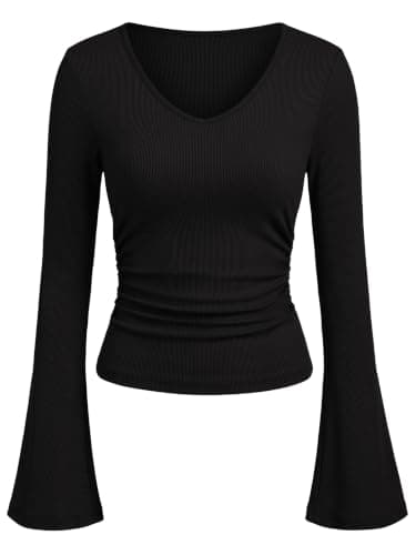 ANRABESS Bell Long Sleeve Shirts for Women Crop Fall Tops — image 1