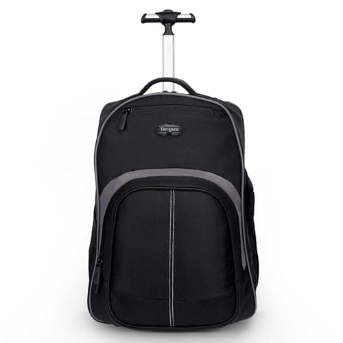 Targus 16 Inch Compact Rolling Backpack, Black - Wheeled Travel Bag with Removable Protective Laptop Sleeve, Fits Laptops Up to 16” and MacBook Pros up to 17” (TSB750US)