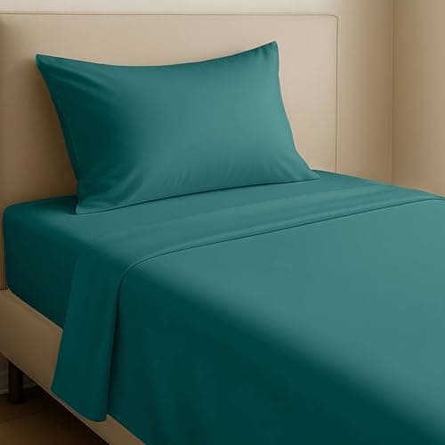 California Design Den Natural 100% Cotton Sheets Twin XL Size Set - Soft Sateen, Twin XL Sheets Set, 12" Pockets, Breathable & Durable Bedding for Dorm Rooms, College Teal (Deep Tone) — image 1