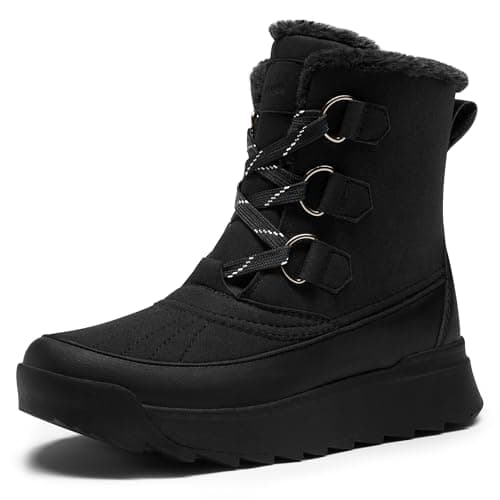 Winter Snow Boots for Women Faux Fur Collar Ankle Booties Warm Microfleece Lining with Anti-Slip Rubber Sole Walking Outdoor — image 1