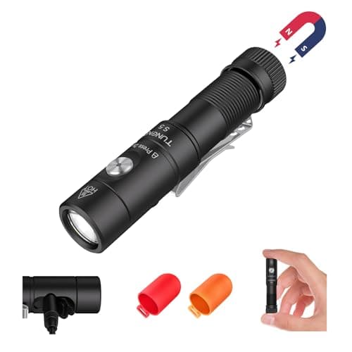 TUNENGE S5 1400 Lumens Mini Flashlight Rechargeable- Super Bright LED Pocket Light with Magnet & Clip, Red/Orange Diffuser,Small AA EDC Flashlight for Outdoor, Camping, Hiking, Emergency — image 1