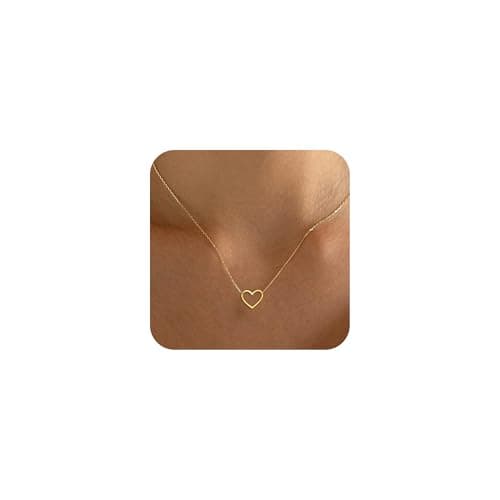 BAYLAY Mothers Day Gifts for Mom Grandma Wife, Heart Necklace for Women Girls 18K Gold/White Plated Heart Pendant Charm Necklace Dainty Gold Necklace for Women Gold Jewelry — image 1