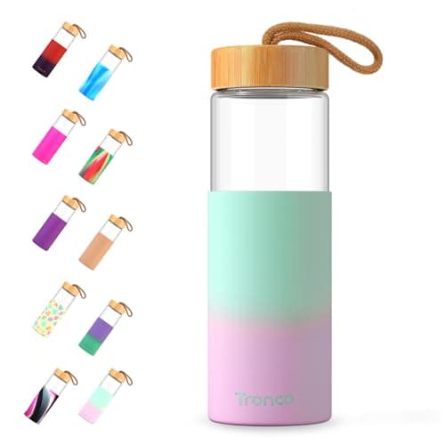 Tronco 24 oz Glass Water Bottles with Lids, Reusable Borosilicate Glass Bottles with Bamboo Lid & Non-Slip Silicone Sleeve for Coffee, Iced Tea, Water, Leak-Proof, BPA-Free – Ideal for Office & Home — image 1